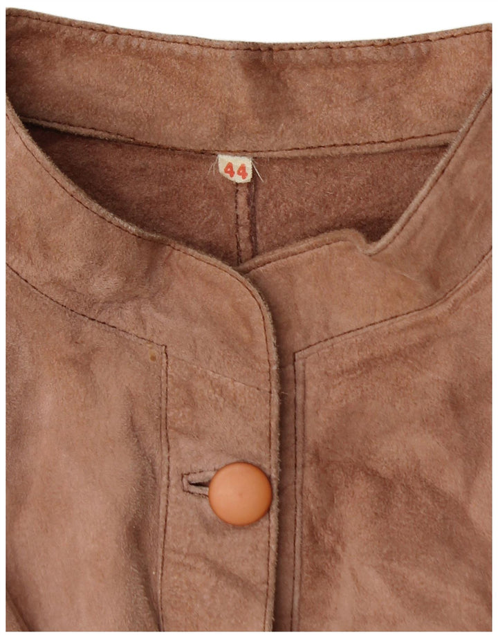 Camicetta camicia in pelle scamosciata da donna VINTAGE EU 44 XL Marrone