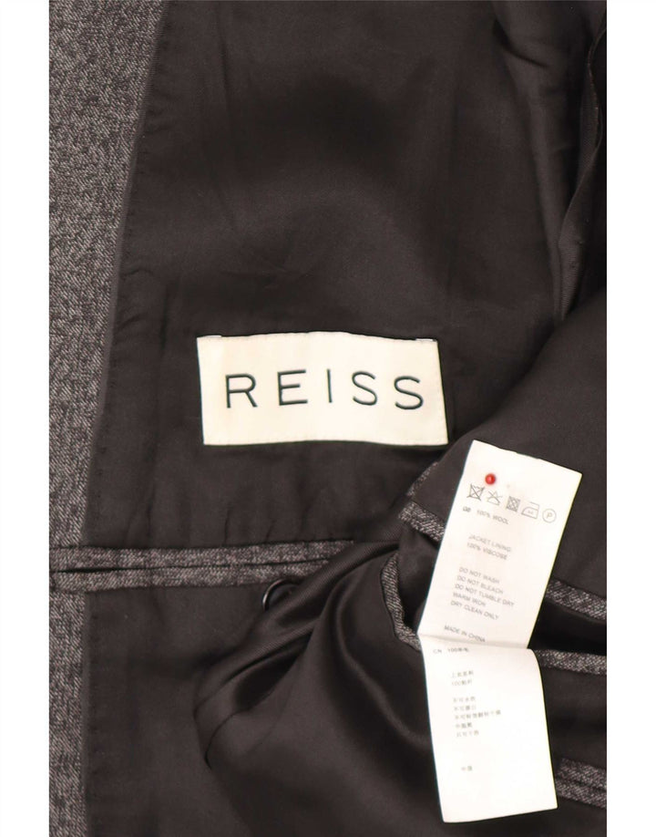 Giacca blazer a 2 bottoni da uomo Reiss UK 38 Lana screziata grigio medio