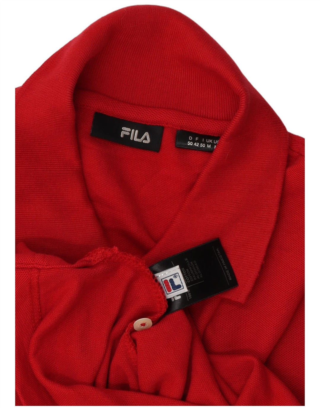 Polo da uomo Fila in cotone rosso medio