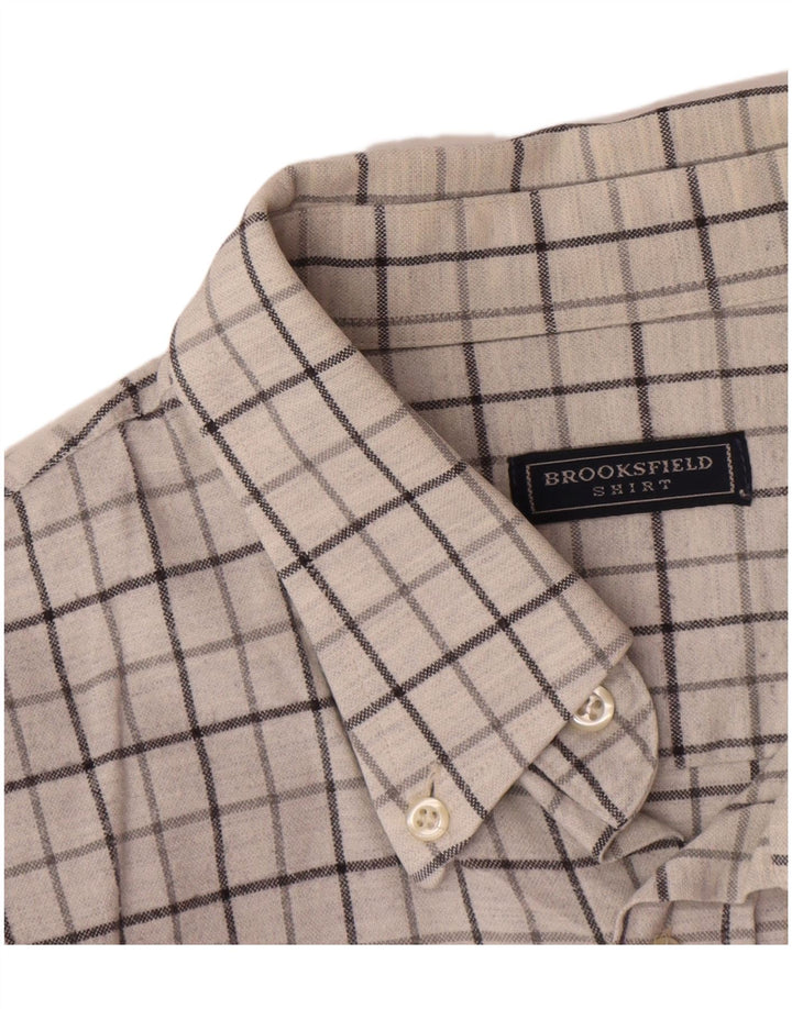 Camicia da uomo Brooksfield XL in cotone a quadri bianchi