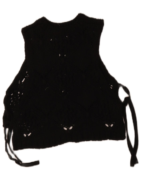 Zara, camicetta corta in maglia senza maniche da donna, taglia UK 10, piccola, in poliestere nero