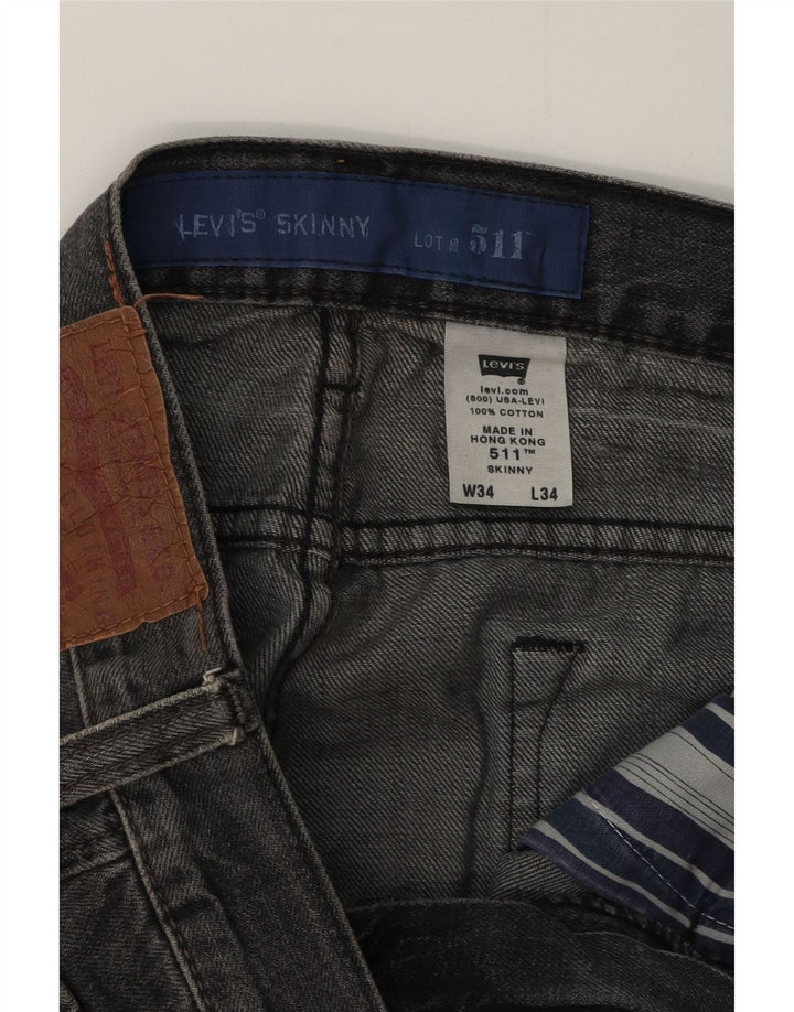 Levi's Uomo 511 Jeans Skinny W34 L34 Cotone Grigio