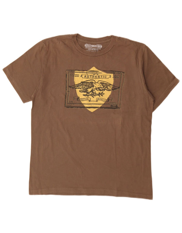 T-shirt grafica da uomo Nautica Top in cotone marrone medio