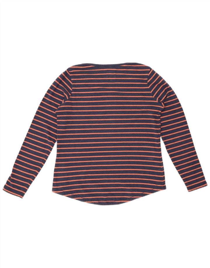 FAT FACE Top da donna a maniche lunghe UK 8 piccolo in cotone a righe blu navy