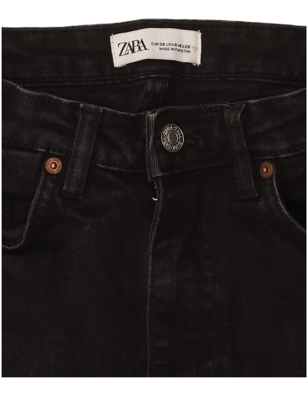 Jeans Bootcut da Donna ZARA EU 36 XS W26 L25 Nero