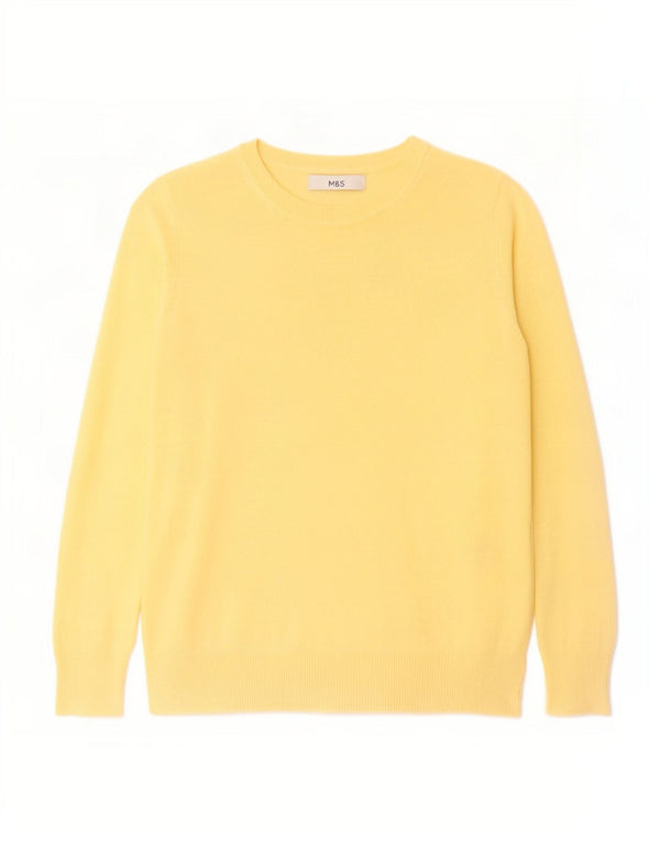 Maglione maglione con scollo a barca da donna Marks & Spencer UK 8 piccolo acrilico giallo