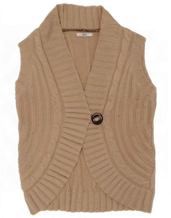 Maglione cardigan senza maniche da donna Marks & Spencer UK 12 Beige medio