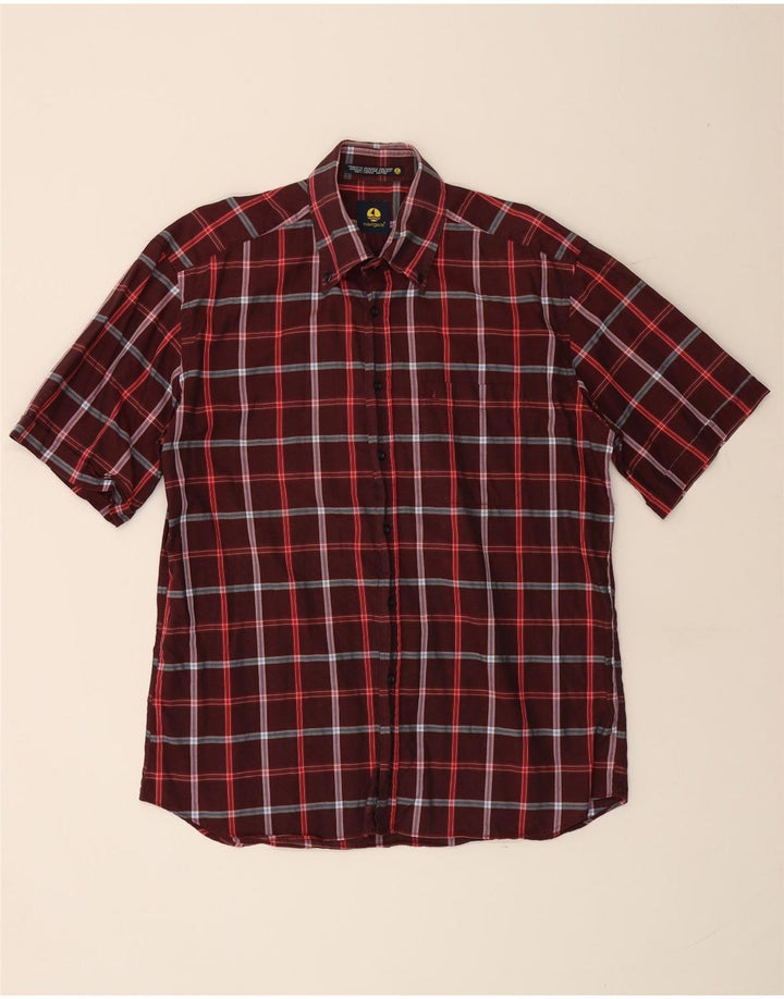NAVIGARE Camicia a maniche corte da uomo XL in cotone a quadri bordeaux