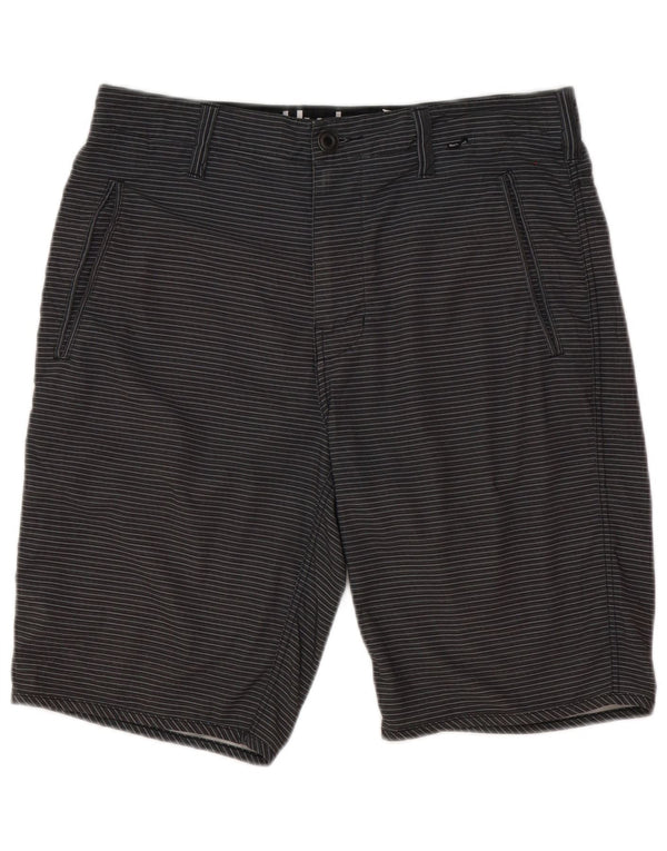 Hurley Mens Chino Shorts W31 Medium Grey Striped Polyester
