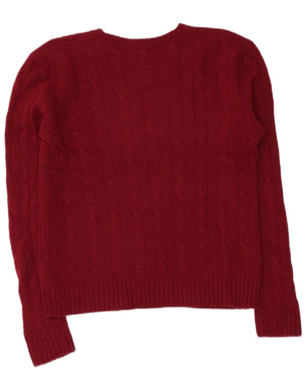 Polo Ralph Lauren Maglione da donna con scollo a barchetta UK 14 Lana marrone medio medio