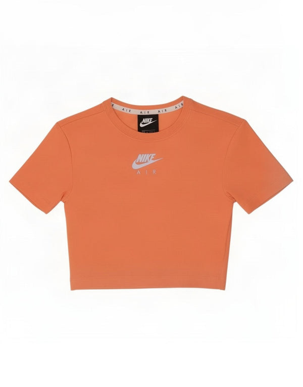 T-shirt grafica corta Nike da donna UK 6 XS arancione cotone