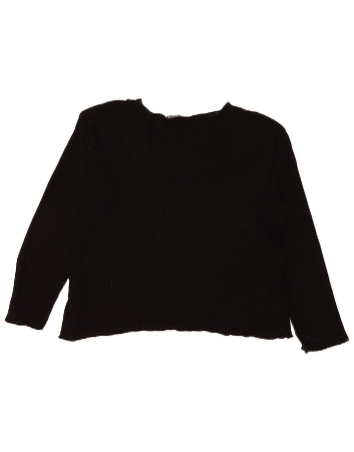 Top Zara da donna oversize a maniche lunghe UK 10 piccolo in viscosa nera
