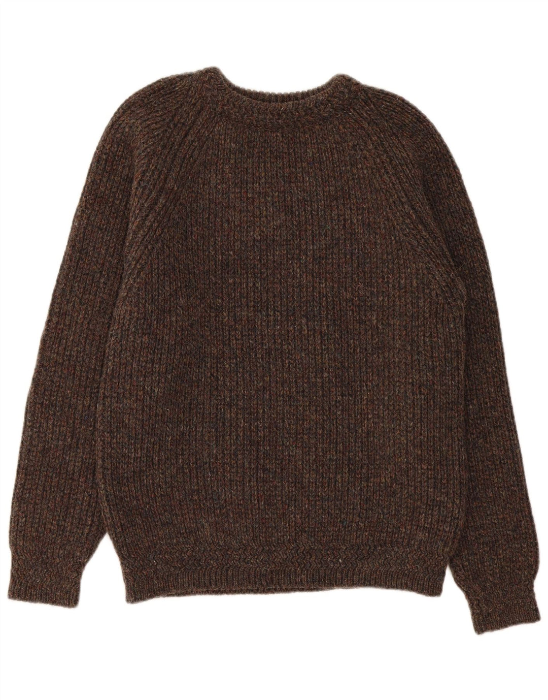 Magee Maglione da uomo girocollo, maglione grande, in lana vergine chiazzata marrone