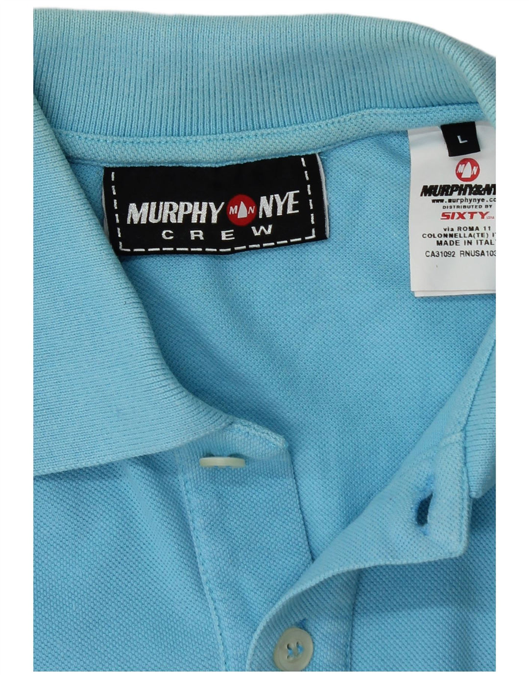 Polo da uomo a maniche lunghe grafica MURPHY & NYE grande in cotone blu