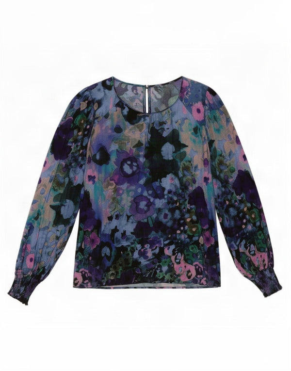 Desigual Womens See Through Blouse Top UK 16 Grande floreale multicolore