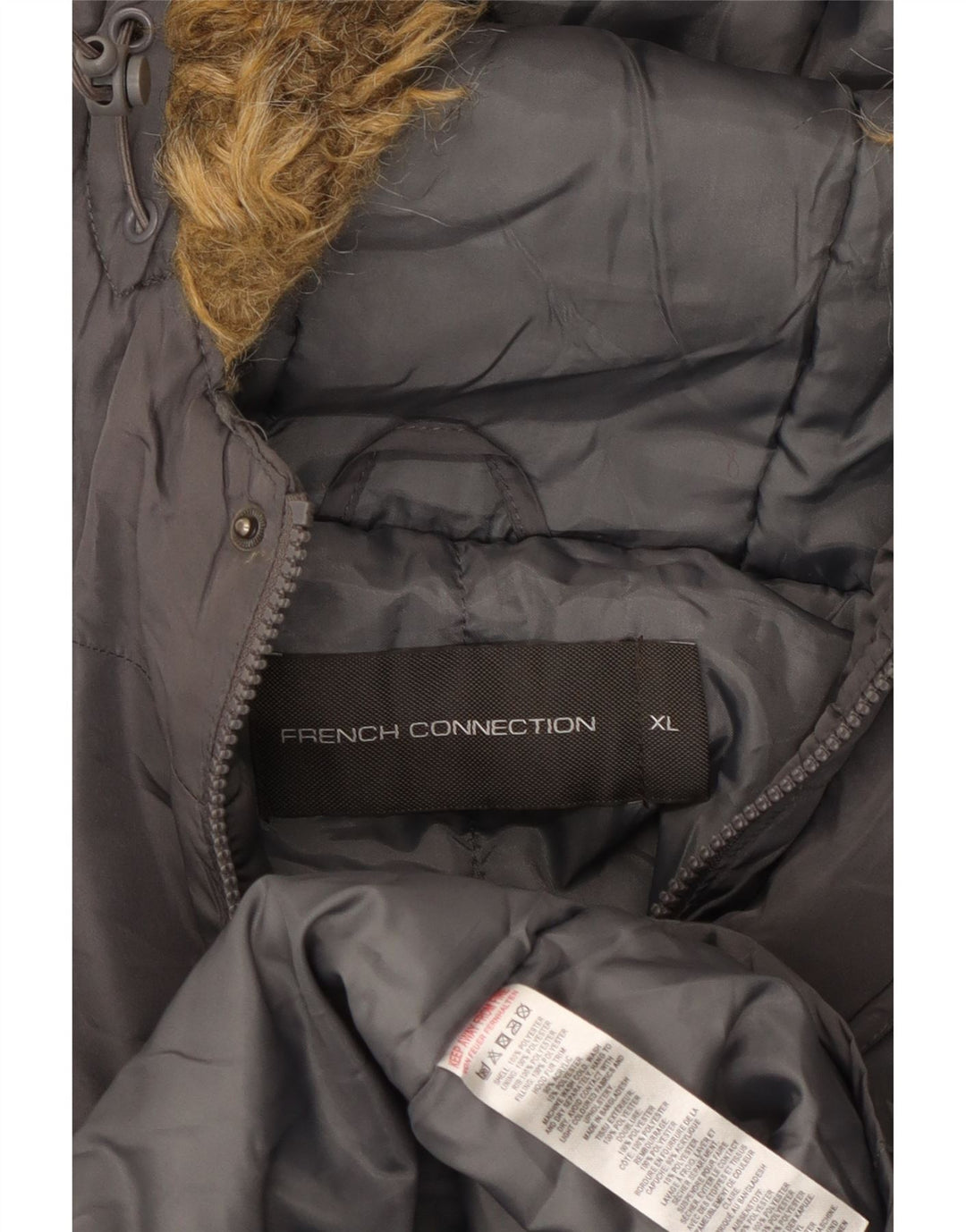 Cappotto imbottito con cappuccio da uomo French Connection UK 42 XL Poliestere grigio