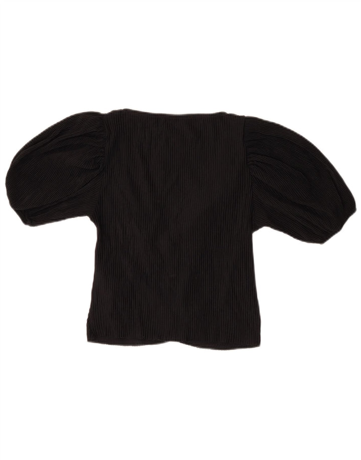 Top corto da donna Zara in camicetta UK 8 piccolo poliestere nero