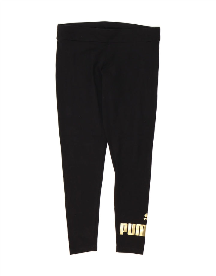 PUMA Womens Graphic Leggings UK 14 Large  Black Cotton Vintage Puma and Second-Hand Puma from Messina Hembry 
