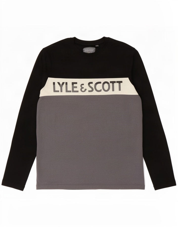 Lyle & Scott Top grafico da uomo manica lunga colore nero medio
