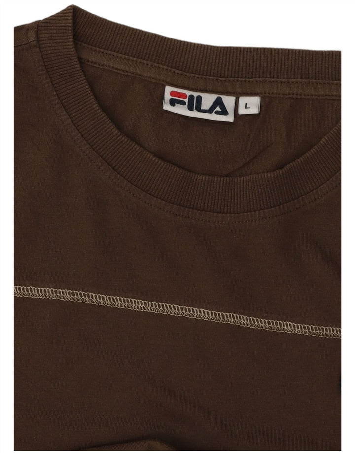 T-shirt Fila da uomo Top Large in cotone marrone