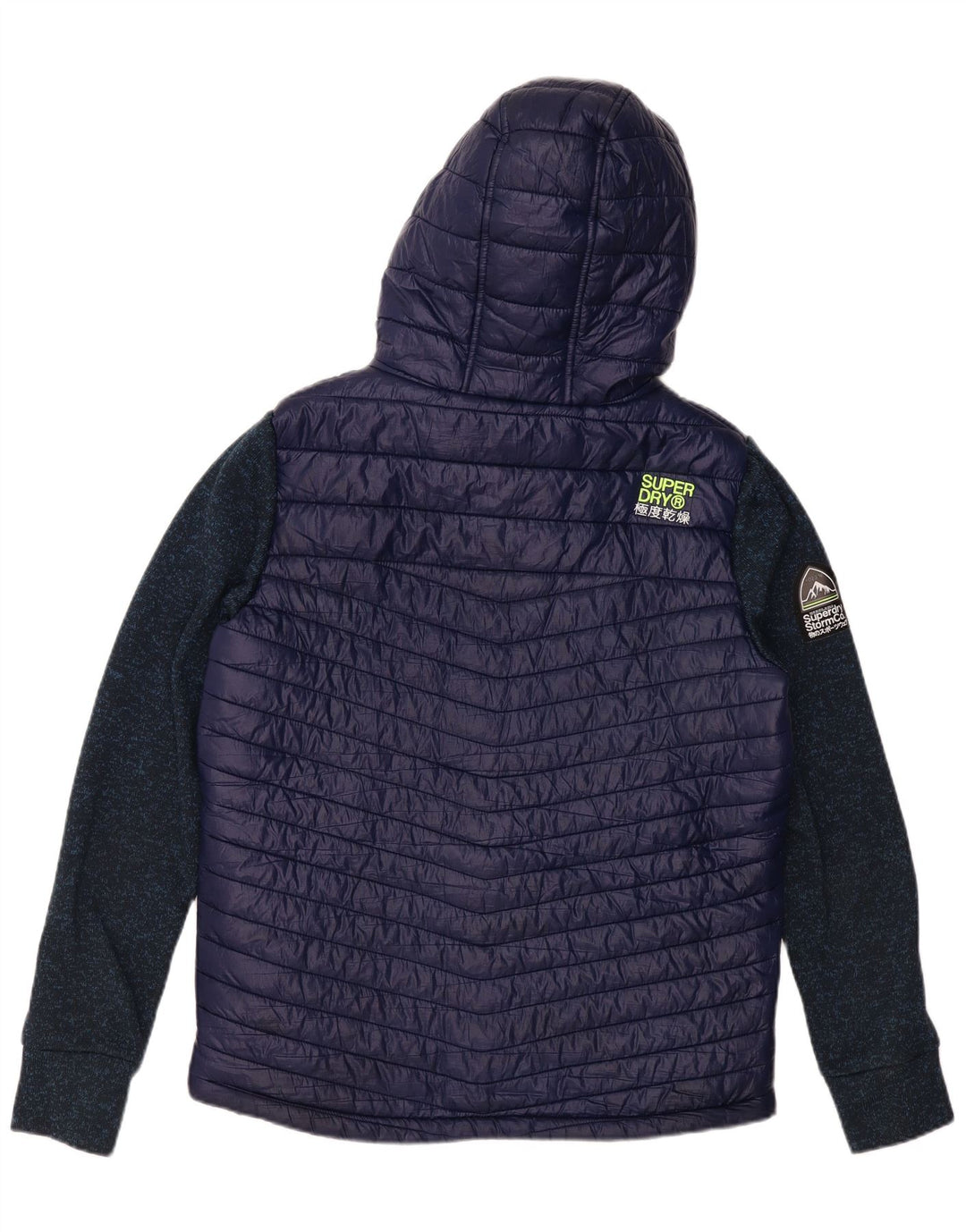 Giacca imbottita con cappuccio grafica da uomo SUPERDRY UK 42 XL blu navy screziato