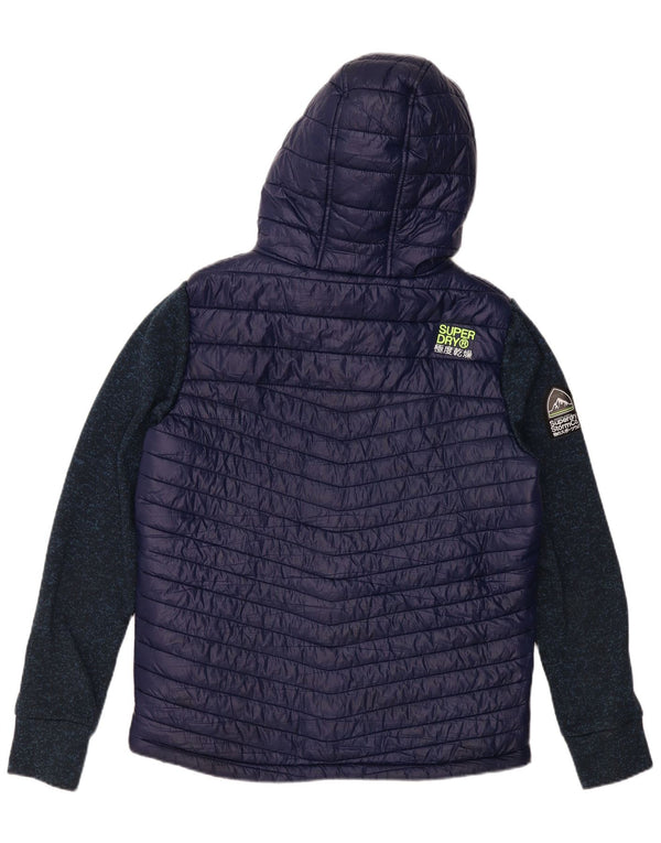 Giacca imbottita con cappuccio grafica da uomo SUPERDRY UK 42 XL blu navy screziato
