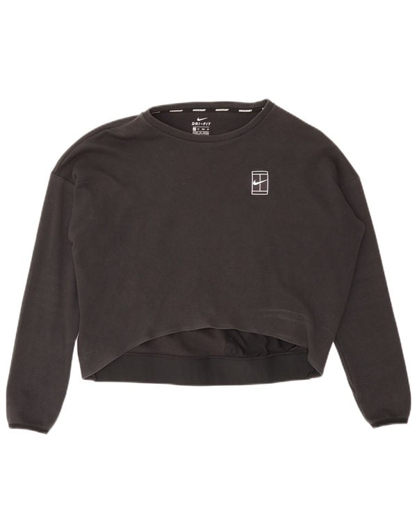 Felpa grafica Nike Dri Fit da donna UK 6 XS grigio cotone