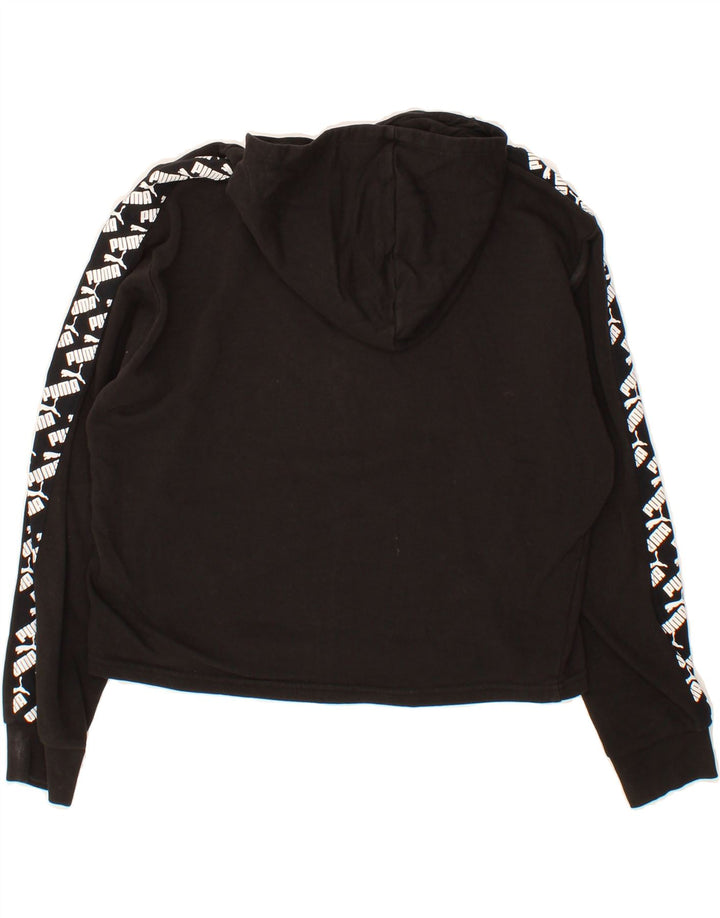 PUMA Womens Oversized Graphic Hoodie Jumper UK 14 Medium Black Cotton Vintage Puma and Second-Hand Puma from Messina Hembry 
