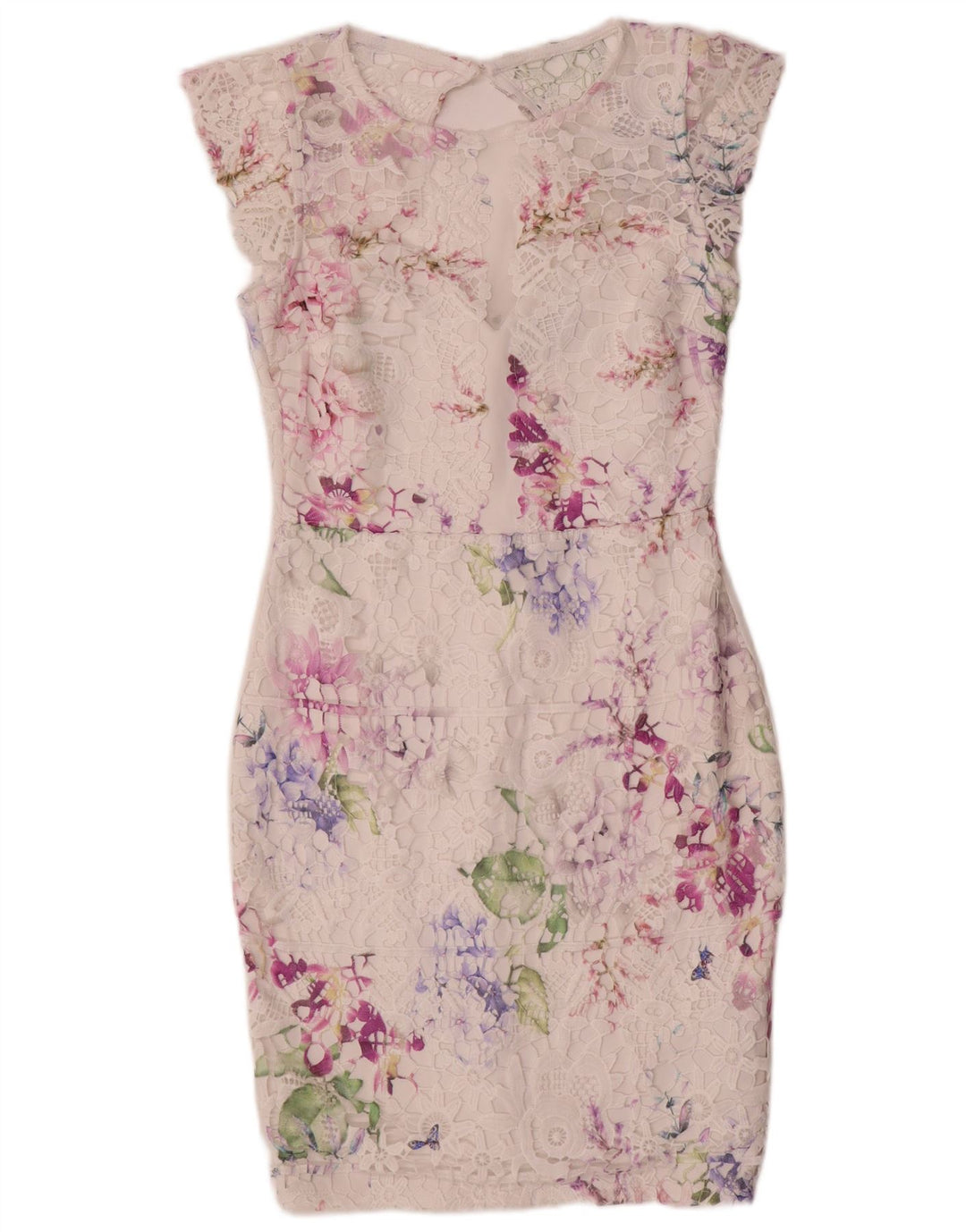 Abito tubino in pizzo da donna Lipsy UK 12 Poliestere floreale bianco medio