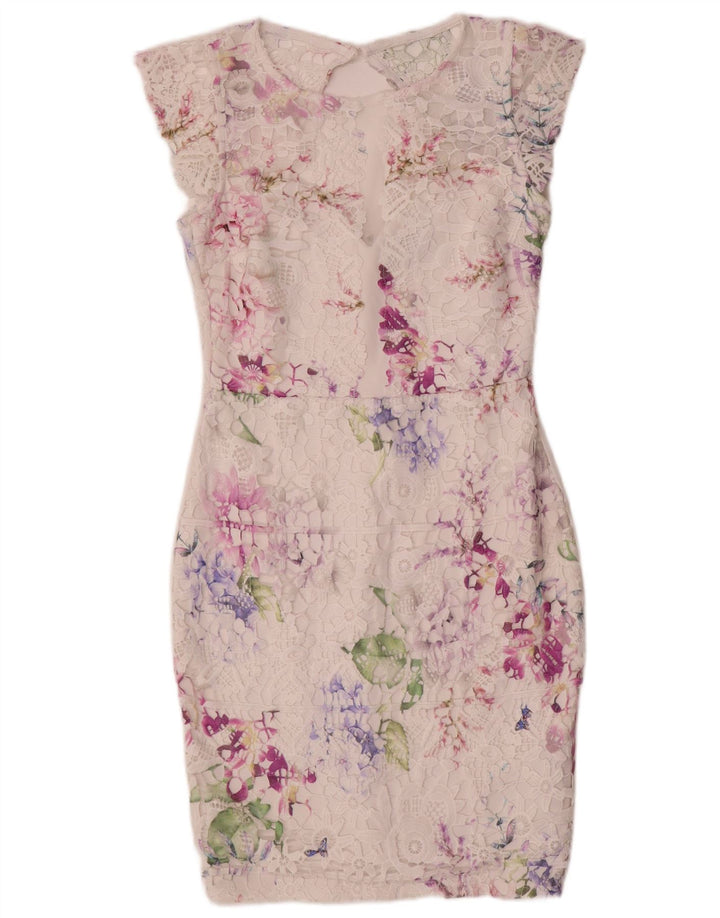 Abito tubino in pizzo da donna Lipsy UK 12 Poliestere floreale bianco medio