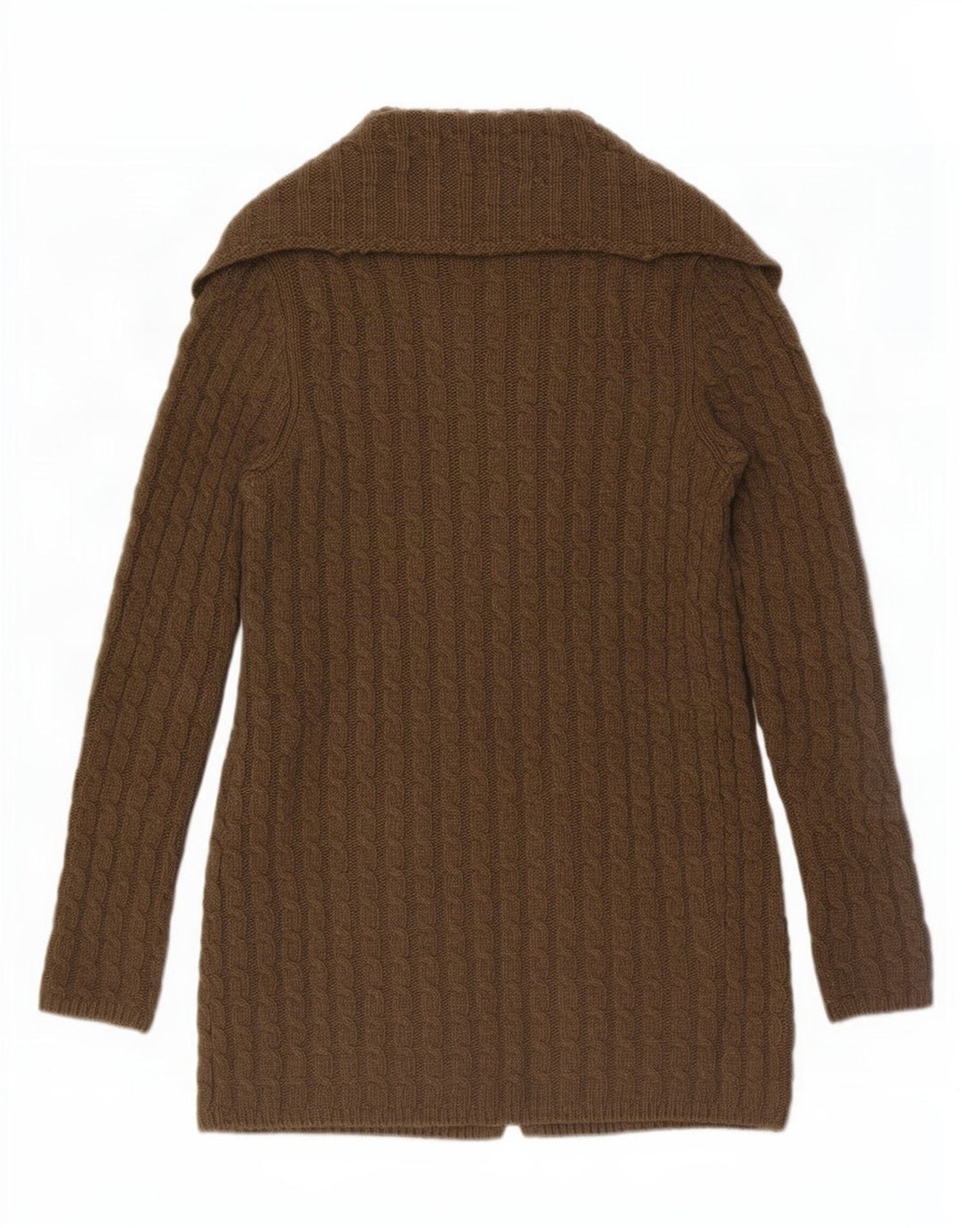 Massimo Dutti Maglione cardigan aperto lungo da donna UK 14 Lana marrone medio