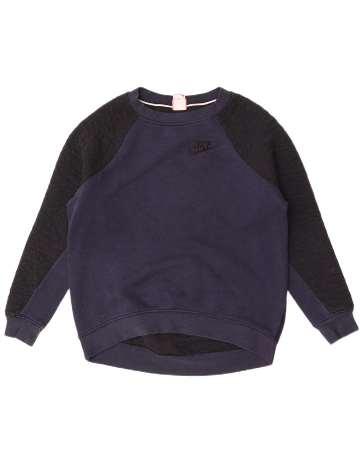 Felpa da donna Nike Jumper UK 14 Medium Navy Blue Colourblock Cotton