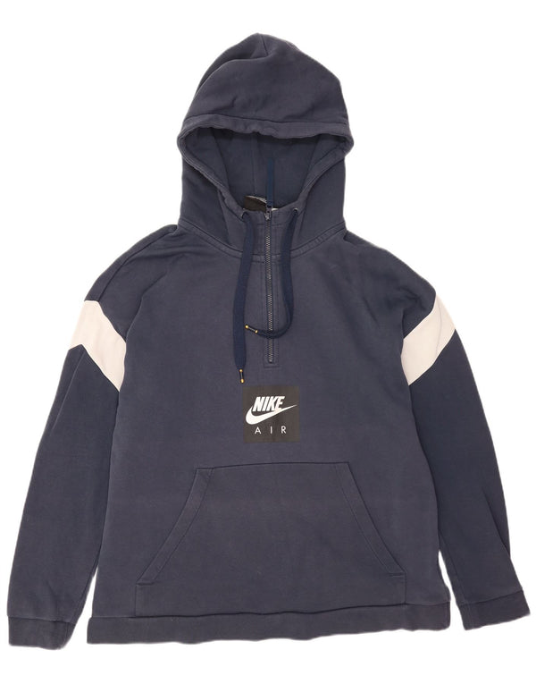 Maglia con cappuccio e zip da uomo Nike XL in cotone color block blu navy