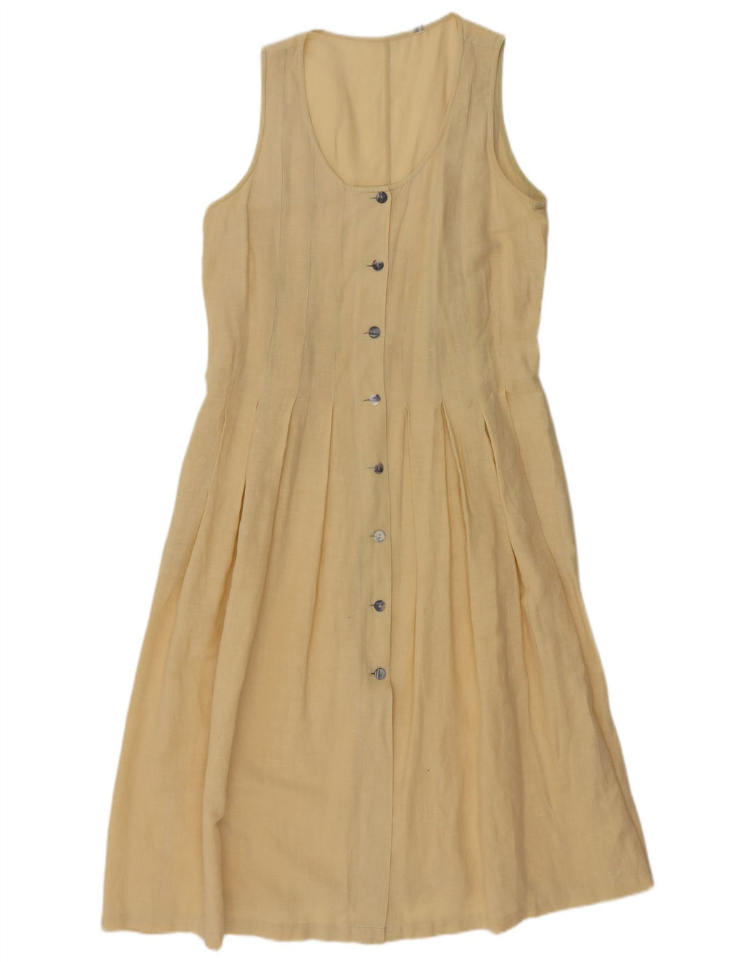 Abito lungo senza maniche vintage da donna UK 14 giallo medio