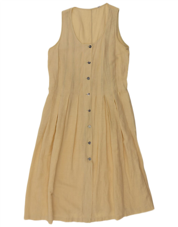 Abito lungo senza maniche vintage da donna UK 14 giallo medio