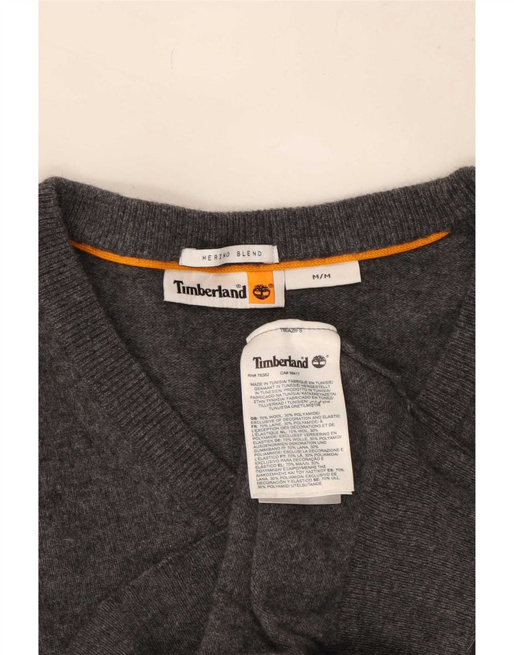 Maglione maglione con scollo a V da uomo Timberland in lana grigio medio