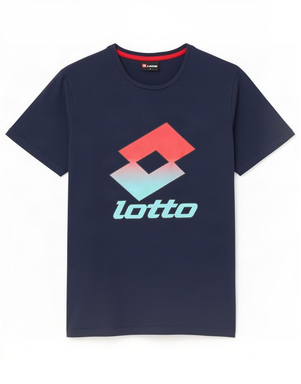 T-shirt grafica da uomo Lotto Top Large in cotone blu navy