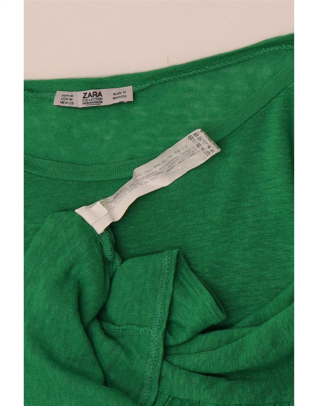 Top in camicetta a pipistrello da donna Zara UK 14 Lino verde medio