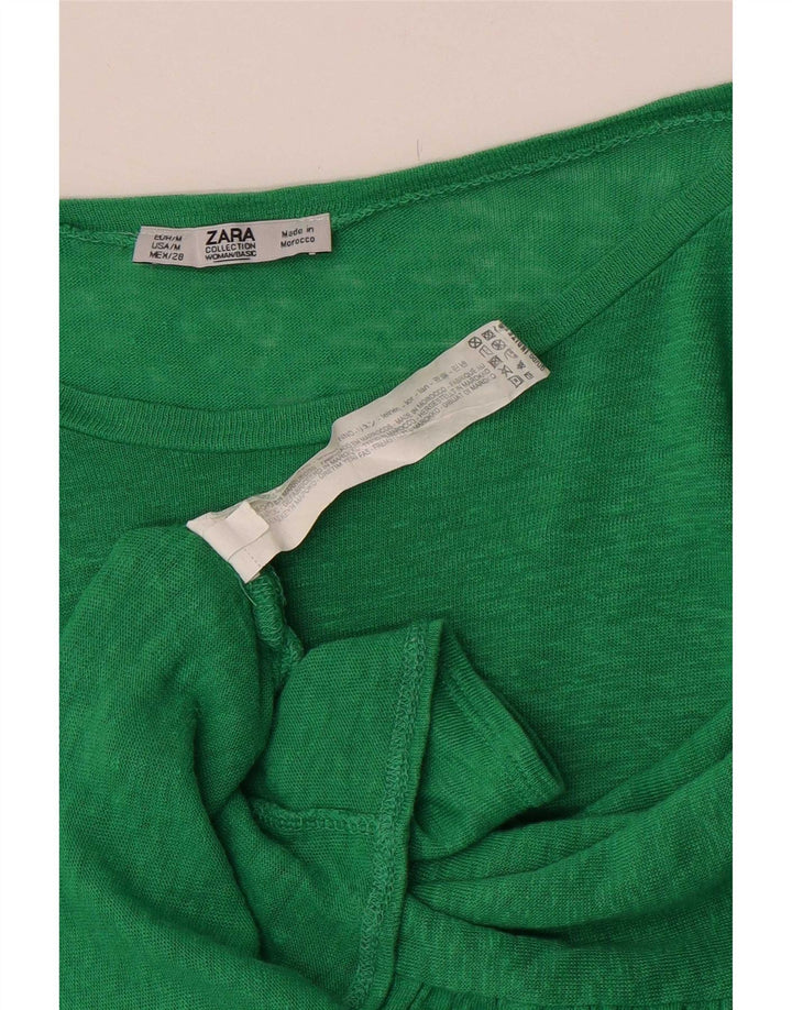 Top in camicetta a pipistrello da donna Zara UK 14 Lino verde medio