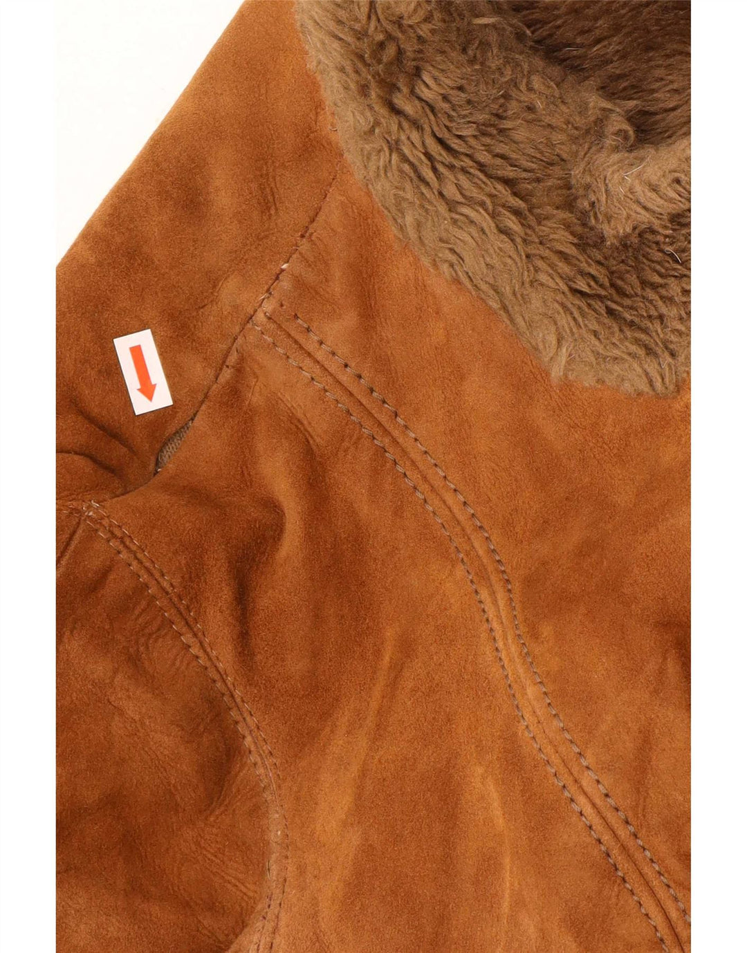 Soprabito vintage in pelle scamosciata da donna UK 10 piccolo marrone