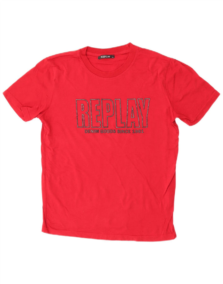 T-shirt grafica da uomo Replay Top piccola in cotone rosso