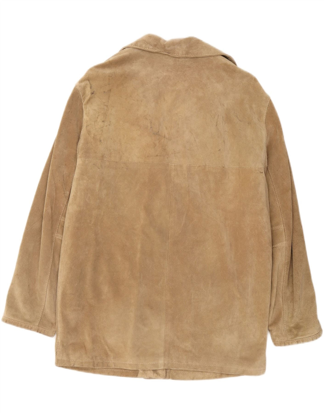 Giacca vintage in pelle scamosciata da donna UK 16 grande beige