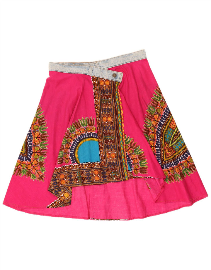 Gonna a portafoglio asimmetrica da donna Levi's W32 grande cotone geometrico rosa