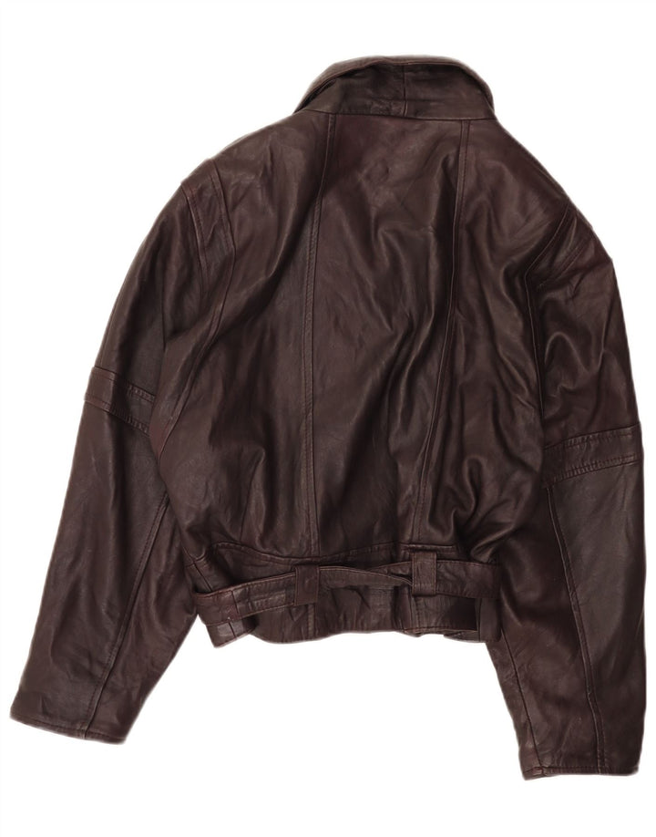 Giacca in pelle da donna vintage IT 42 in pelle bordeaux media