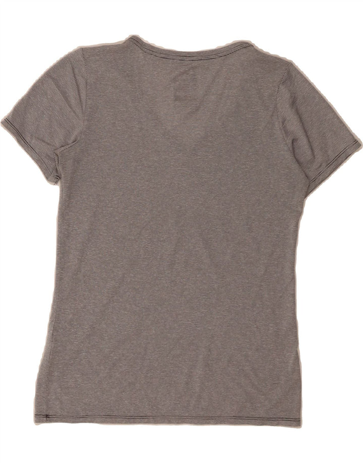 NIKE Womens Dri Fit T-Shirt Top UK 12 Medium Grey Pinstripe Polyester Vintage Nike and Second-Hand Nike from Messina Hembry 