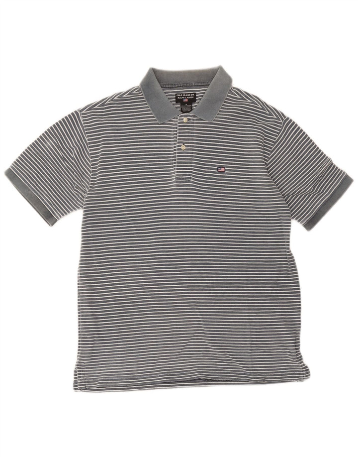 Polo Ralph Lauren Camicia da uomo in cotone gessato blu medio