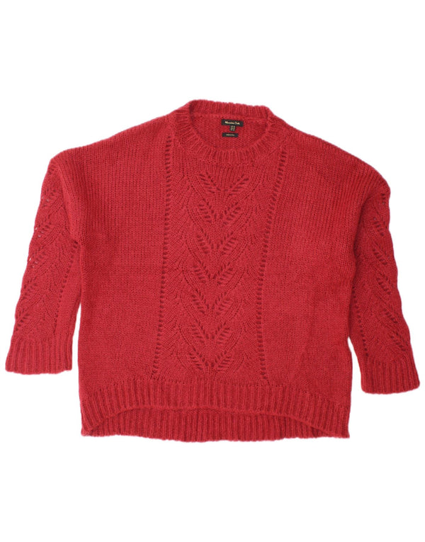 Massimo Dutti Maglione maglione girocollo oversize da donna UK 6 XS Acrilico rosso