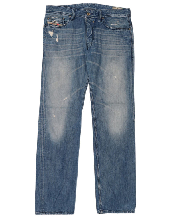 Diesel Mens Safado Regular Slim Straight Jeans W33 L32 Blue Cotton