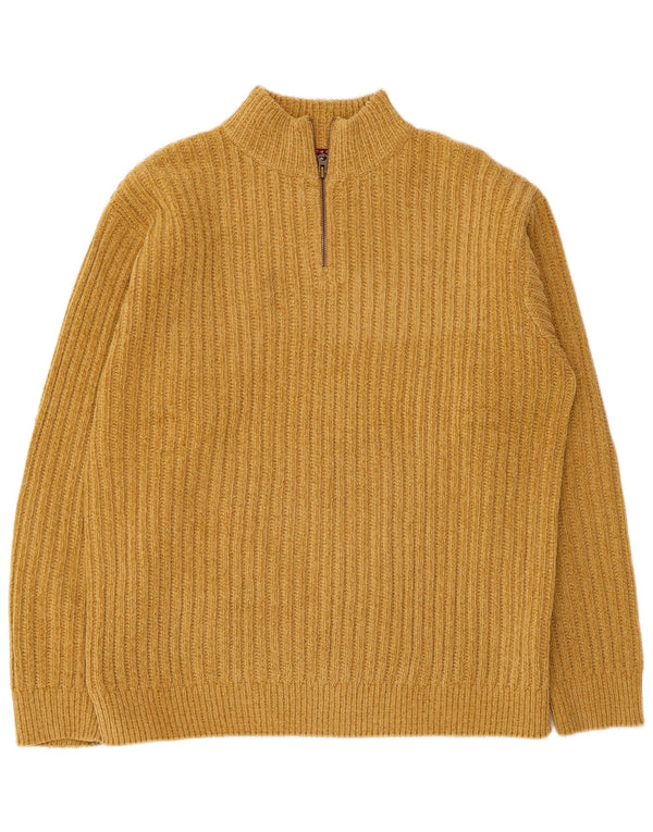 Maglione da uomo Rifle con zip e collo XL in acrilico giallo