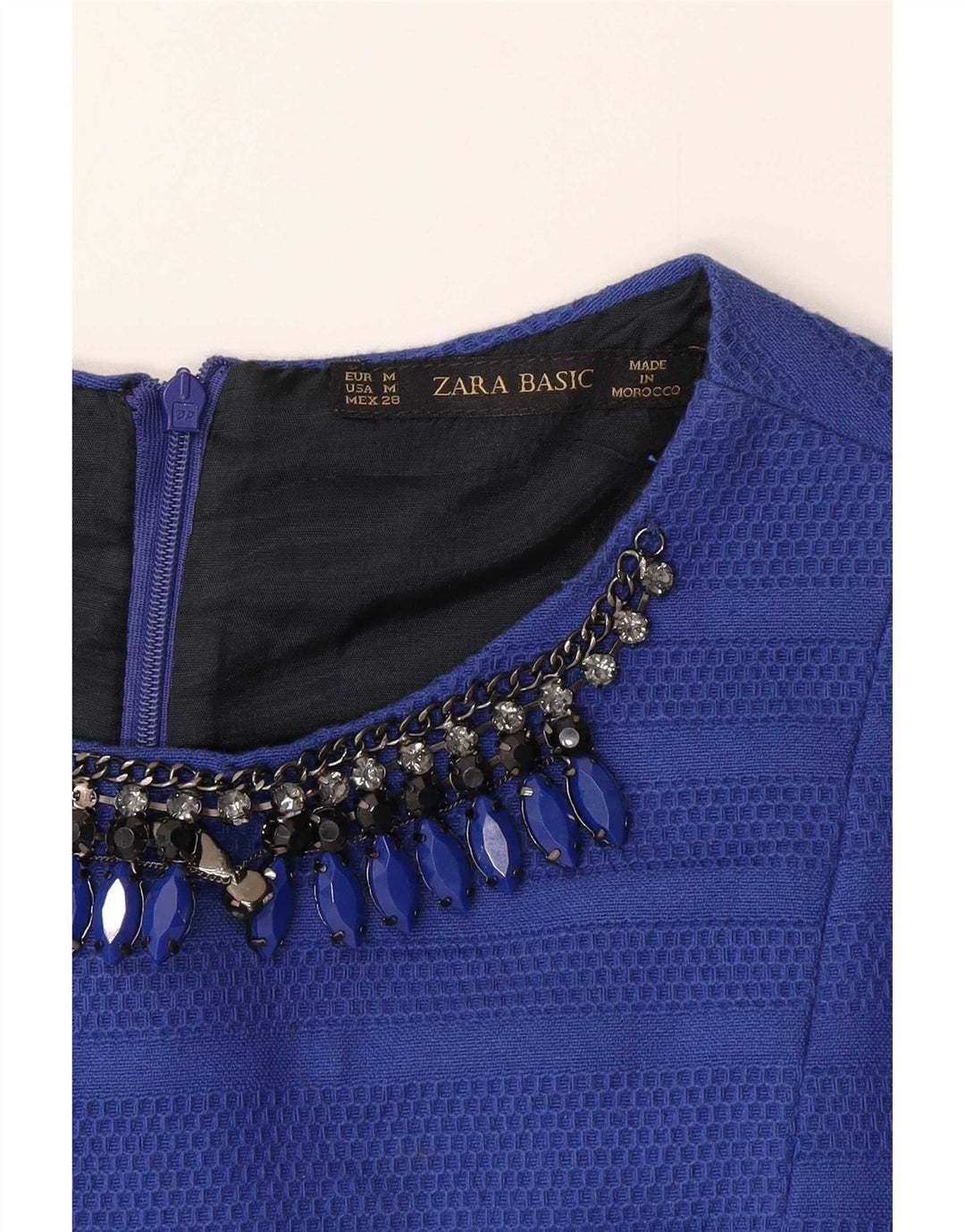Abito a trapezio da donna Zara UK 12 a righe blu medio